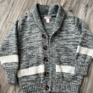 Cat & Jack Gray and White Kids Knit Sweater Cardigan Stripe Cotton Blend Size 4T